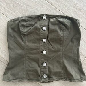 WHBM green denim corset